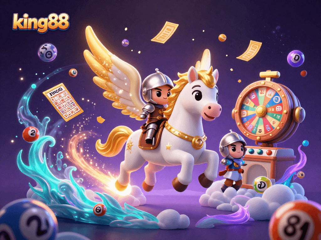 Engage with king88 through an enchanting lottery-themed illustration featuring vibrant lottery elements.