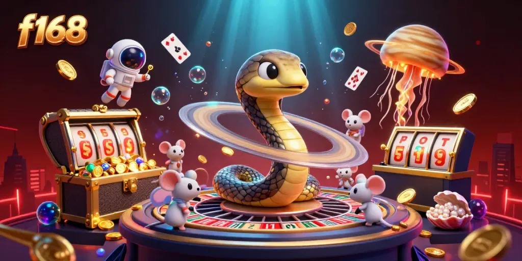 Experience thrilling gaming at f168 with an immersive casino scene featuring colorful elements and vibrant interactions.