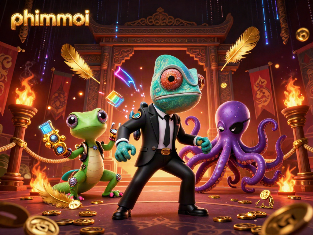 Engage in gaming action with phimmoi’s vibrant casino-themed 3D illustration featuring dynamic characters.